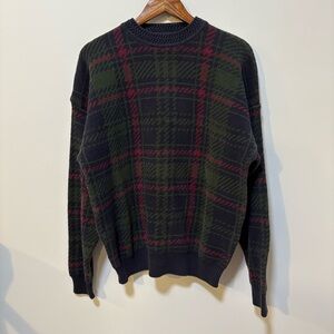 Vintage Woods & Gray Men’s XL Plaid Sweater Green Red Cotton Cabincore